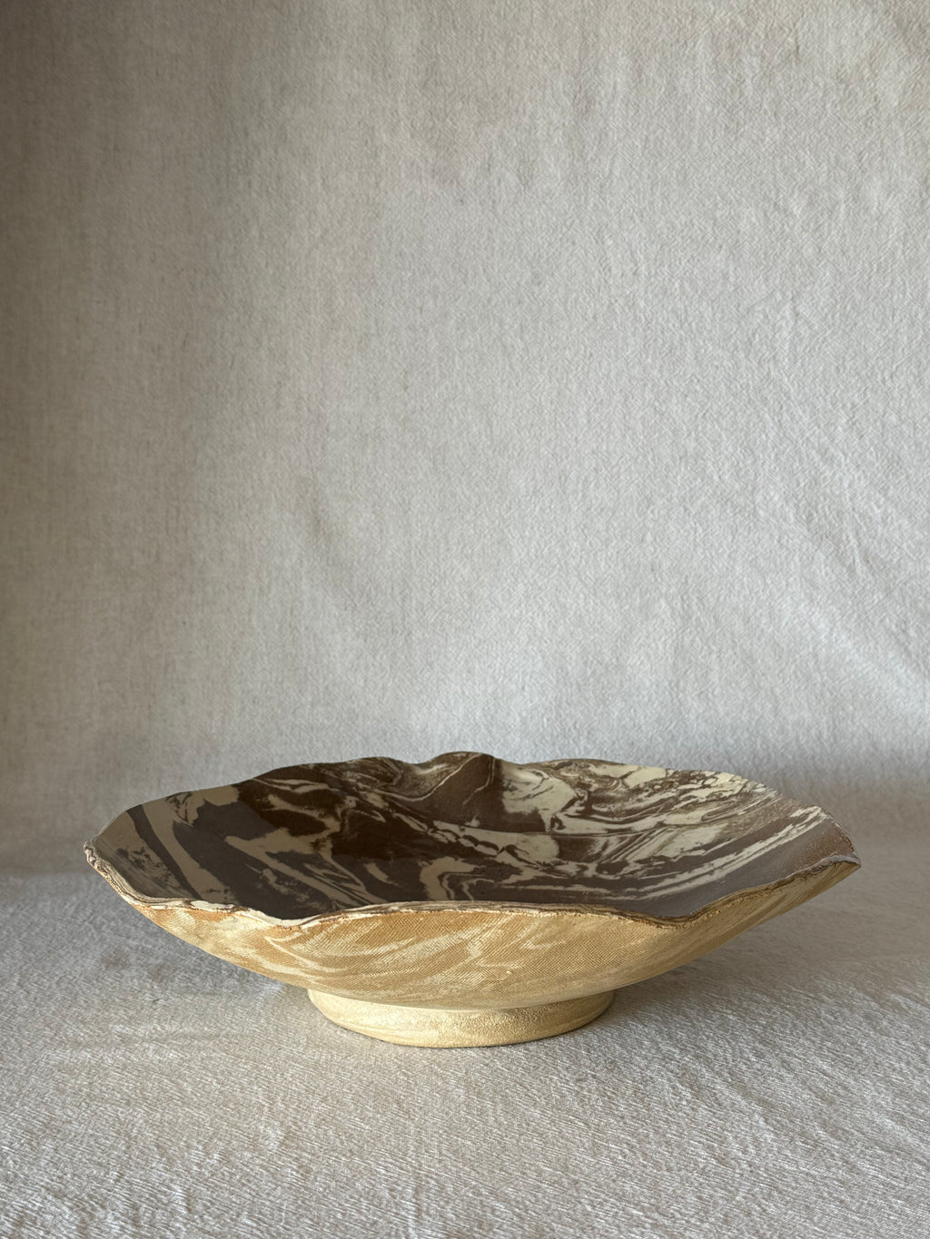 Coupe marbrée Nerikomi céramique artisanale - ø 31 cm