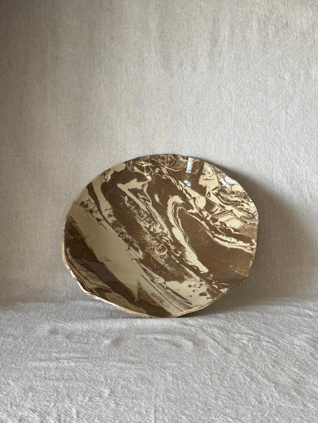 Coupe marbrée Nerikomi céramique artisanale - ø 31 cm