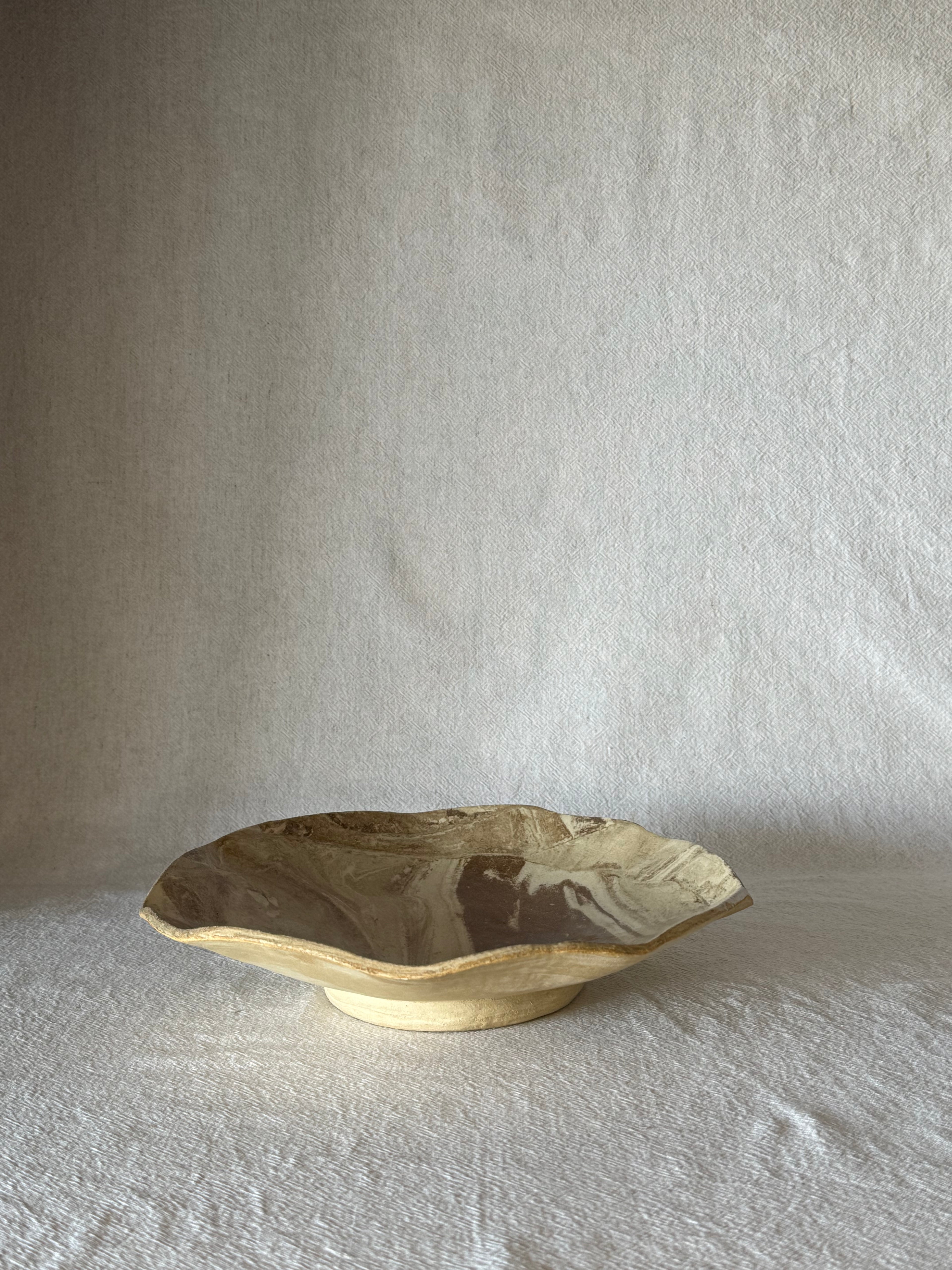 Coupe marbrée Nerikomi céramique artisanale  - ø 26 cm