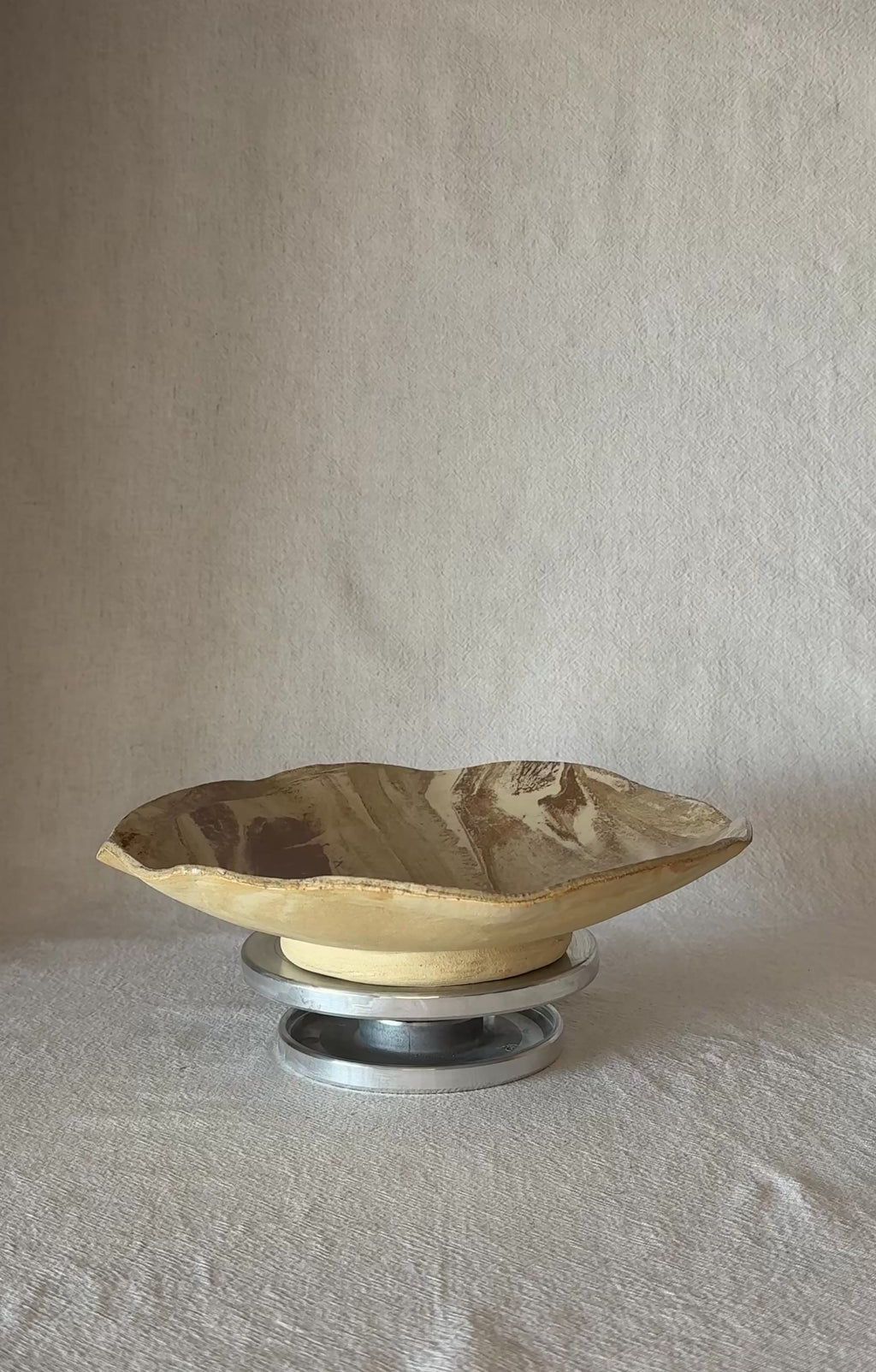 Coupe marbrée Nerikomi céramique artisanale  - ø 26 cm